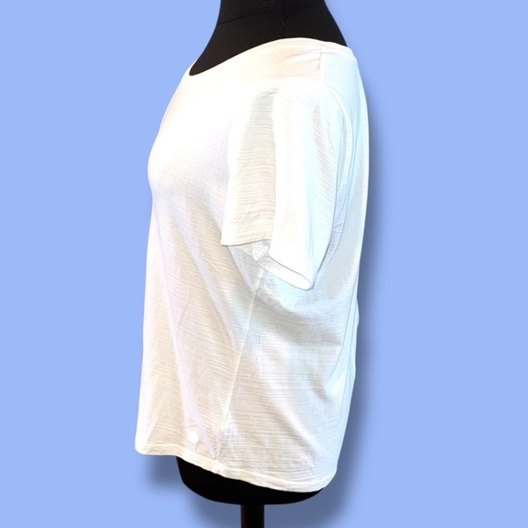 TALBOTS T by Talbots Ribbed Scoop Neck Tee - White Plus 1X - Picture 9 of 11